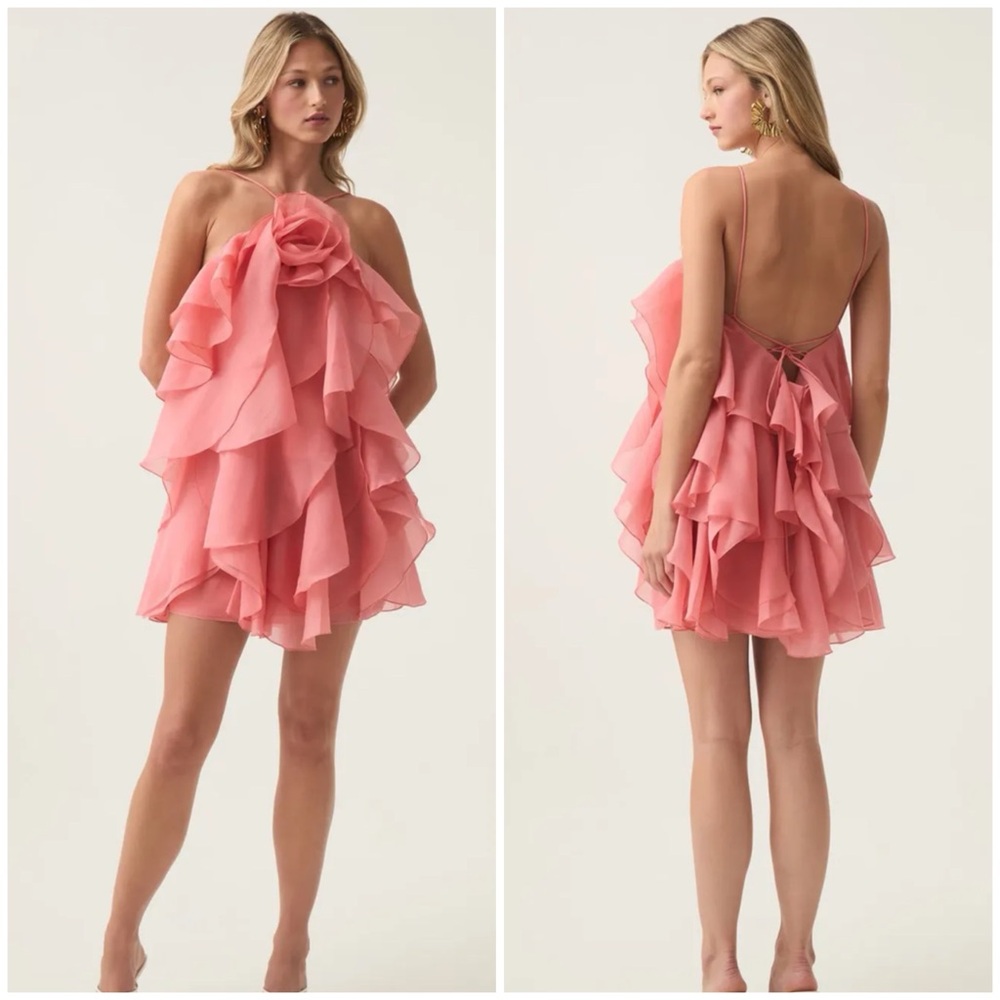 AJE PANDOREA LAYERED MINI DRESS WASHED CORAL SZ AU 14, US 10 - Picture 12 of 12